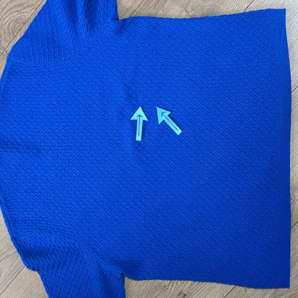 Pendleton 100% Merino Wool Short Sleeve Sweater Size Large Crew Neck Blue Top - Picture 3 of 9